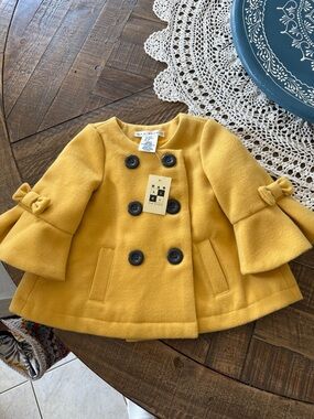 Max Studio yellow Winter pea coat girls sz 24m NWT